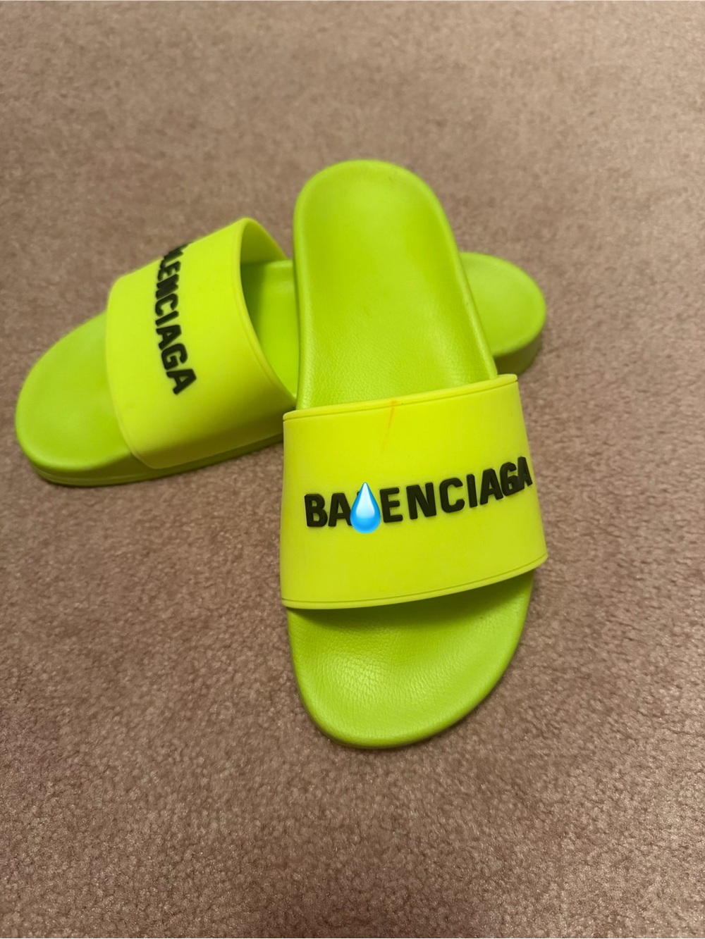 Fun Pool slides Neon Lime Slide Sandals with Black Logo
